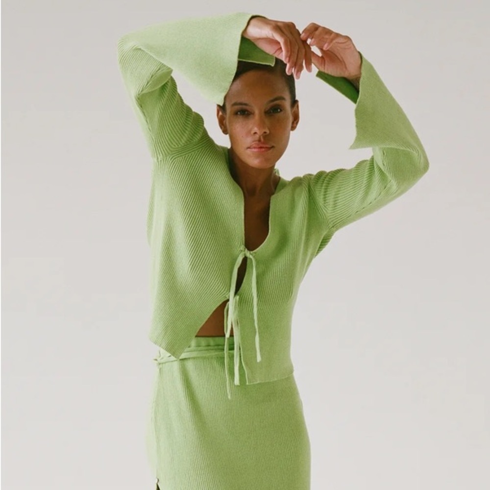 Rationalle Clara knit ribbed cardigan tie front XS Garmentory